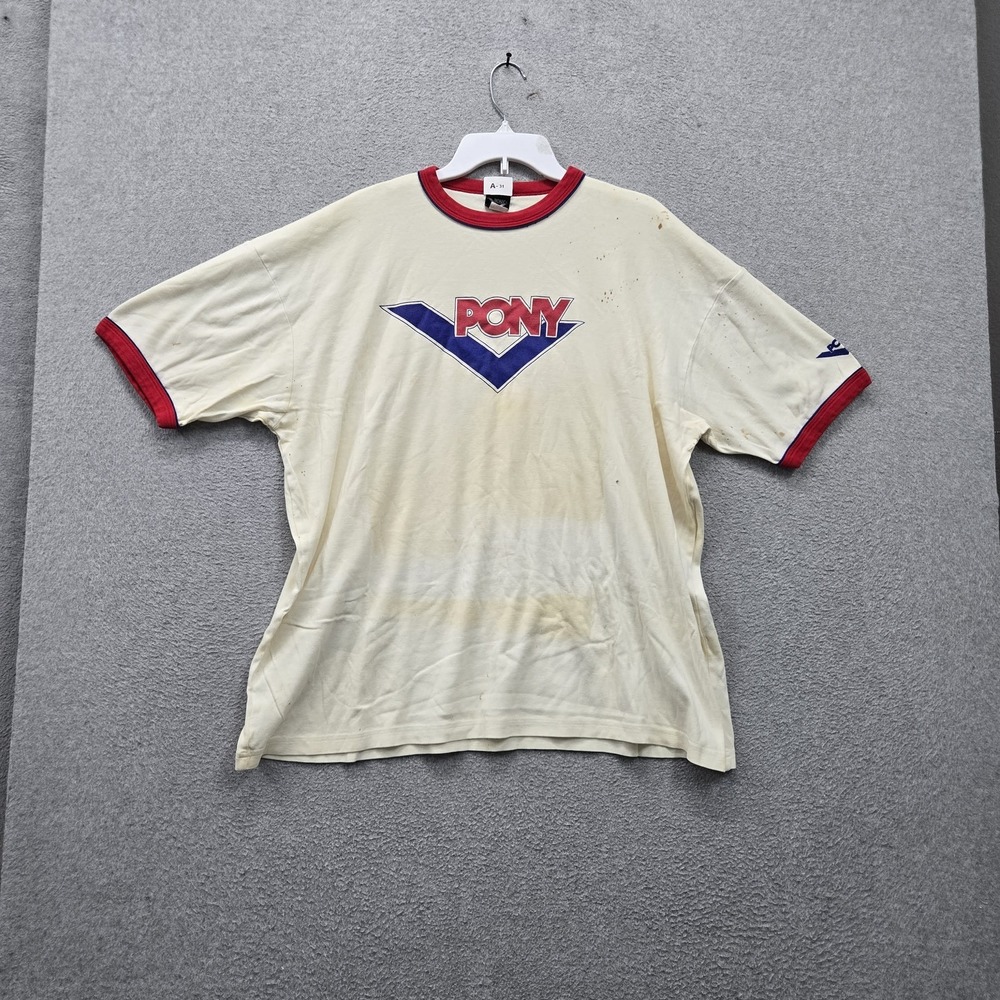 VINTAGE PONY Men Shirt XXL Ringer Graphic Logo Grunge Short Sleeve READ